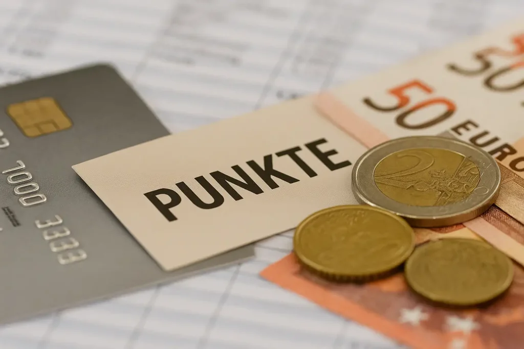 Nahaufnahme von Kreditkarten und Euro-Geldscheinen, die Vorteile von Treueprogramme mit Kreditkarten darstellen.